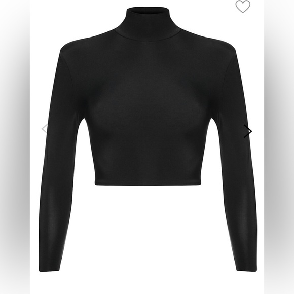 NWT cropped black high neck lace-up top - Picture 3 of 7